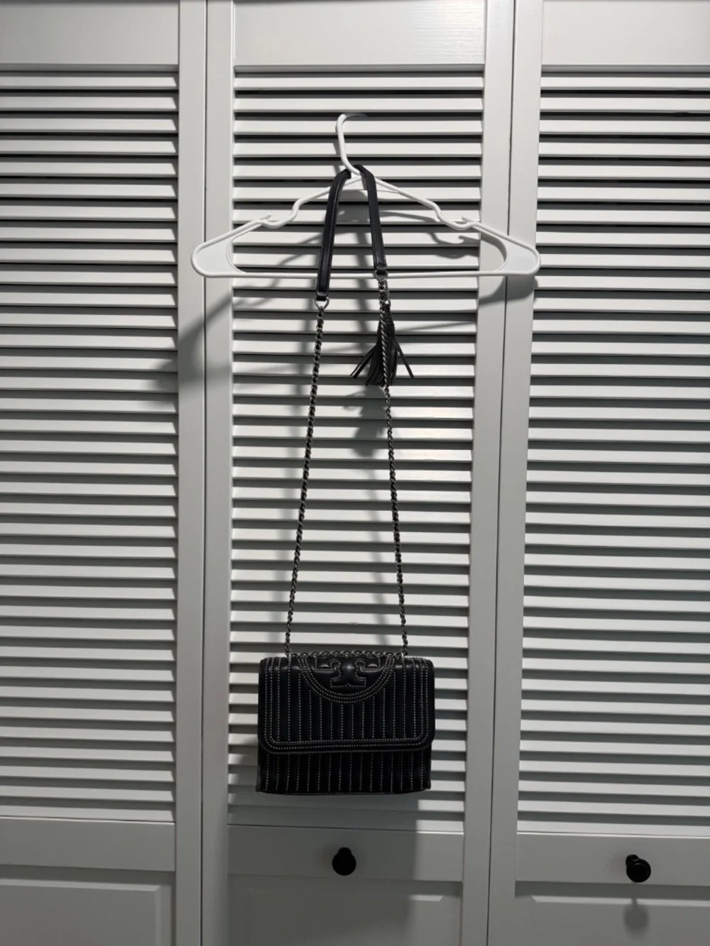 Tory Burch Black Fleming Studded Convertible Shoulder Bag